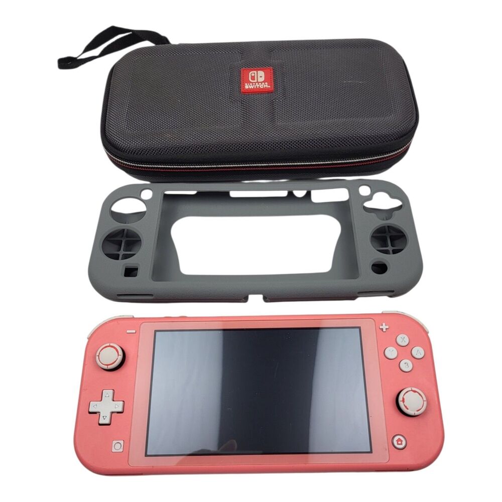Nintendo Switch Lite Coral Pink Console With Case Handheld System HDH-001 Tested